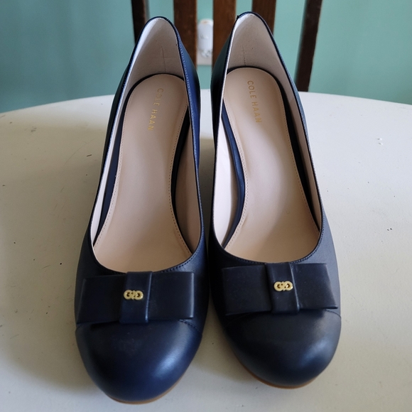 cole haan adair leather bow wedge